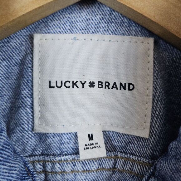 Lucky Brand Women's Denim Jacket NEW‎ NWT Size M Rose Pattern Floral 100% Cotton - Picture 4 of 13